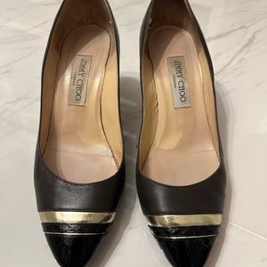 Jimmy Choo leather pumps grey with gold and black detail